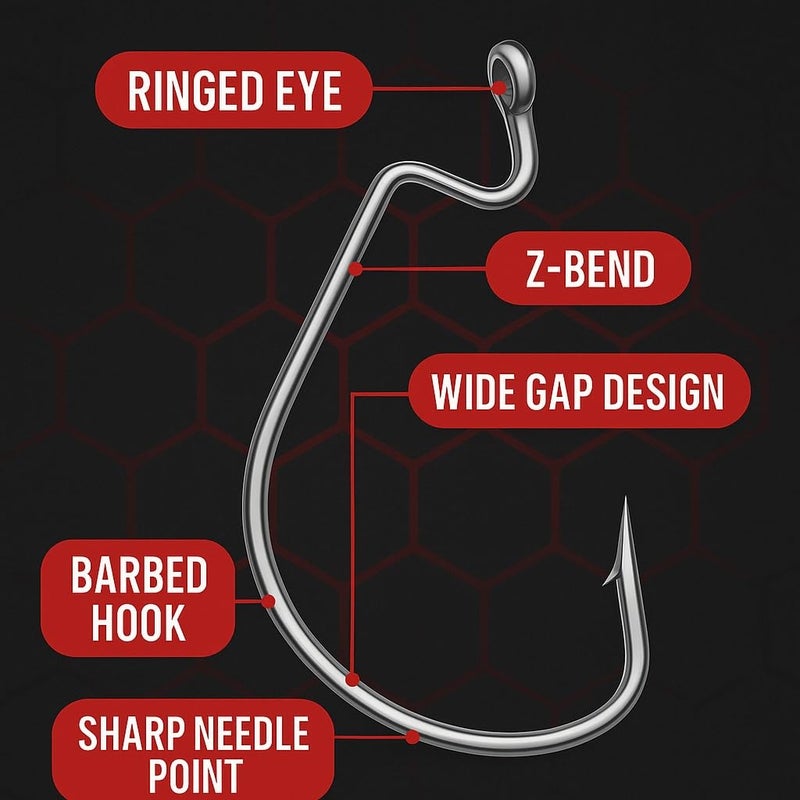 BIG WORM FISHING Worm Hooks for Bass Fishing- Texas Rig - Ewg - Image 4
